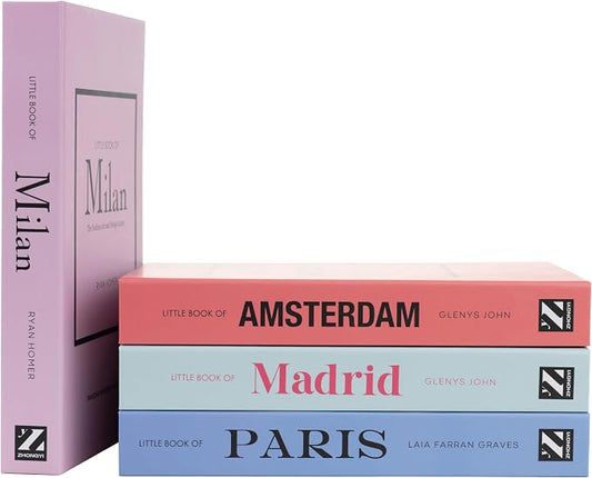 4 Pcs Decorative Books | Faux Pastel Coffee Table & Shelf Decor | Soft Muted Look for Living Room, Office and Entryway - Not Real, Tool-Free 2-Min Setup