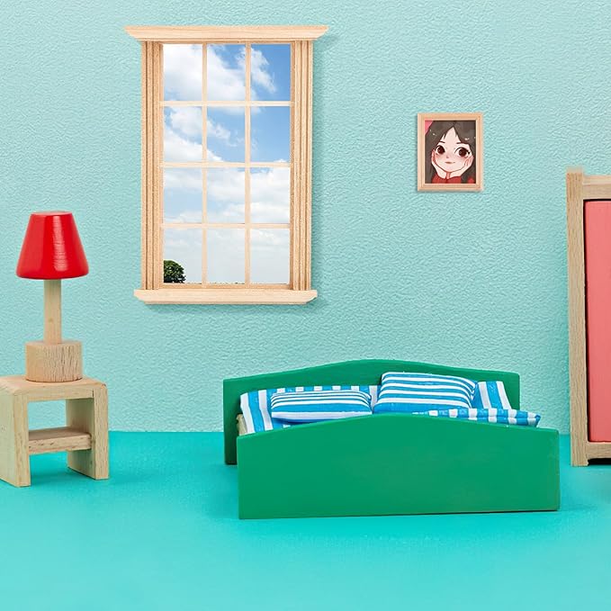 DOITOOL 8PCS Dollhouse Windows 1: 12 Scale Miniature Dollhouse Furniture Window Frame Model Dollhouse Furniture DIY Dollhouse Bedroom Accessories, 2.5 x 4.3inch