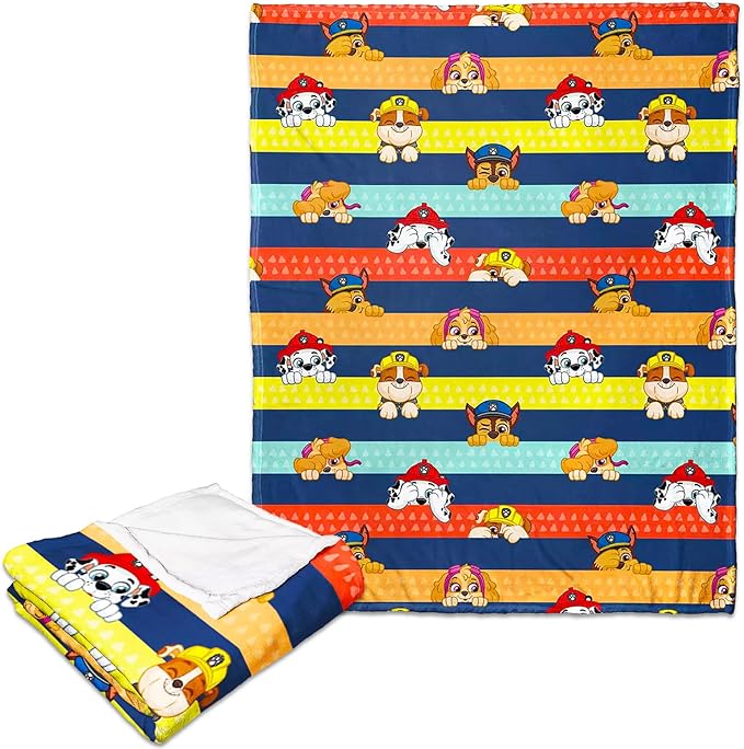 Paw Patrol Throw Blanket for Kids - Bundle with Soft Blanket Featuring Chase, Marshall, Skye, Rubble Plus Stickers, More for Boys, Girls, Kids, Toddlers | Paw Patrol Blanket Size 46" x 60"