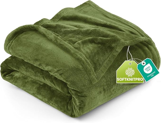 Utopia Bedding Ultra Soft Fleece Bed Blanket Full Size Olive (90x84 Inches) | Microfiber Plush Warm Lightweight Breathable Cozy Blanket Anti-Static, All Season Use, Gift for Women and Men
