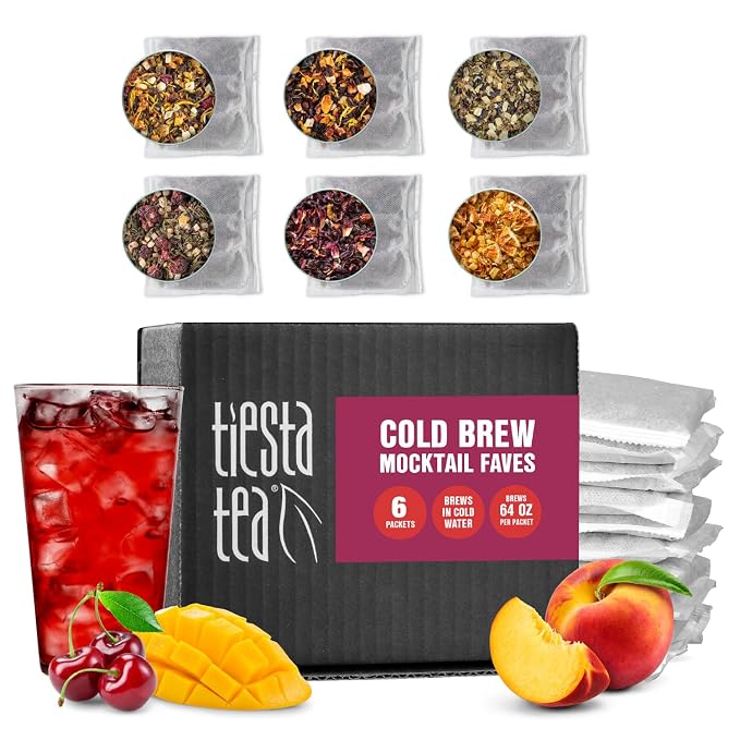 Tiesta Tea - Cold Brew Mocktail Faves Variety Pack, Loose Leaf Fruity Teas, Assorted Sample Set, Cold Brew Packets, Each Makes a 64oz Pitcher (Pack of 6)