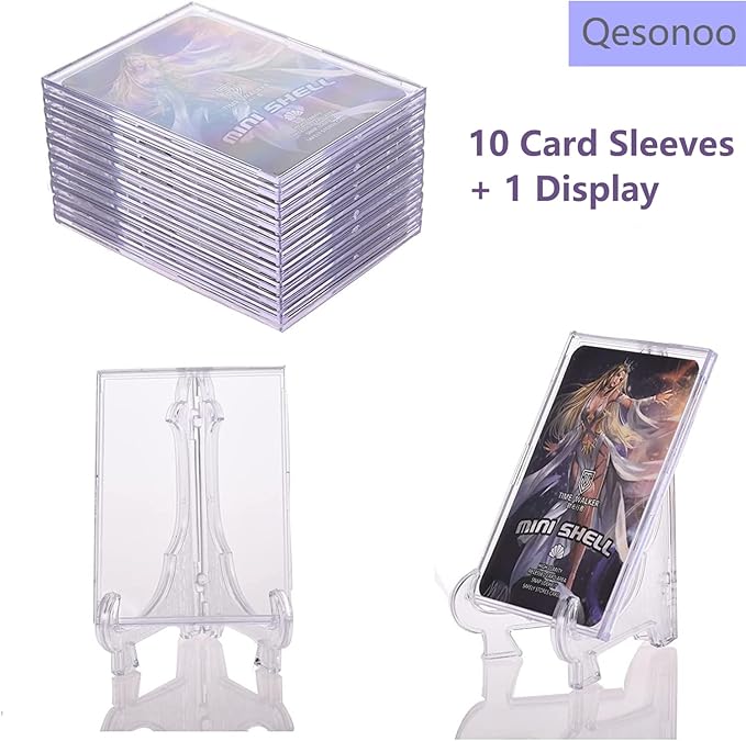 Cards Sleeves Top Loaders 10 Hard Acrylic Card Protector Clear Card Brick + 1 Display Stand Fit for Trading Cards,Standard Sports Cards,Baseball Card Holder Cases Collectibles White