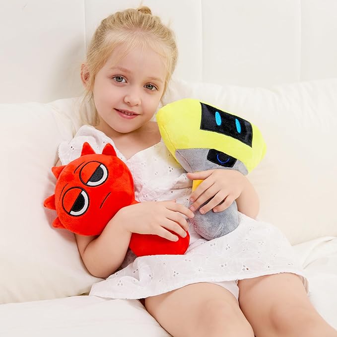 XYG® Plush Toys, Horror Games Plushies Toy for Fans, 2PCS Sprunky Game Toys Plush, 2PCS Sprunky Soft Stuffed Animal Pillow Doll Birthday for Fans Kids Adult (10" Yellow & Red)