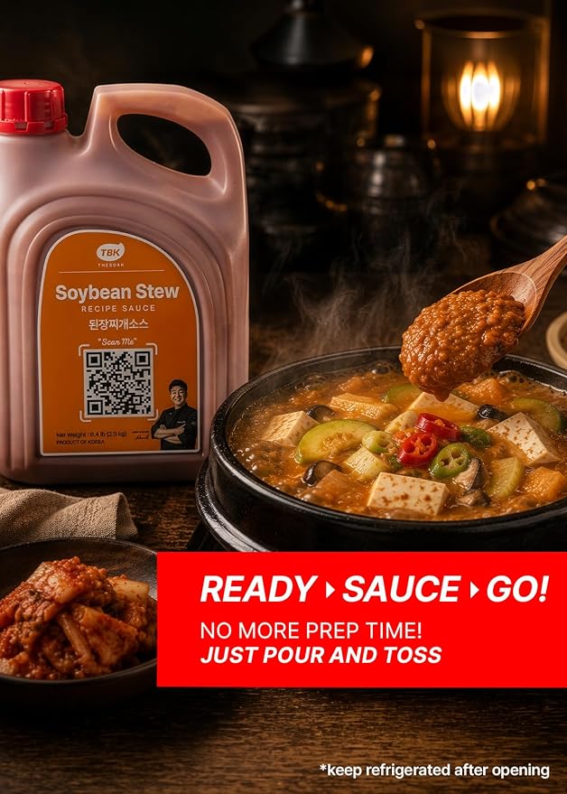 TBK THEBORN Doenjang Jjigae Soup Base, Korean Soybean Stew Sauce 3.2kg | Rich fermented soybean soup base with deep savory flavor for quick doenjang jjigae with tofu, vegetables, meat or seafood