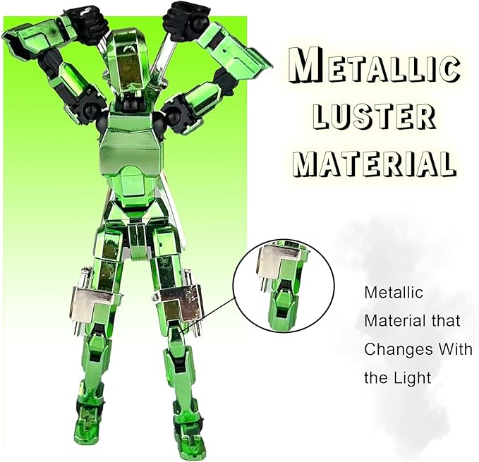 Assembly Completed T13 3D Printed Action Figures,Dummy 13 Robot 13 Movable N13 Action Figure, Lucky 13 Gift for Collectors Desktop Decorations for Game Lovers Toy(Metallic Green)