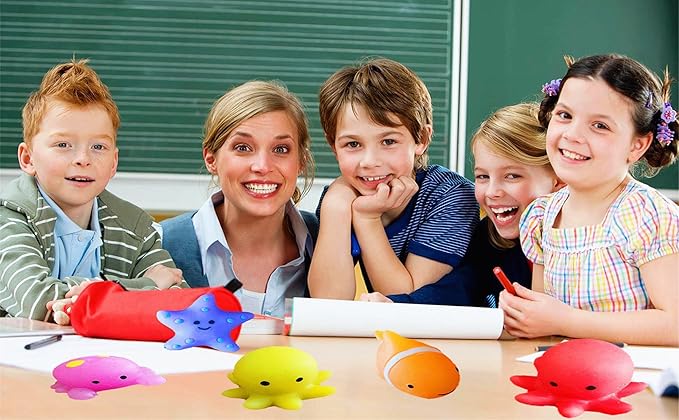 50 Packs Bulk Squeeze Ocean Classroom Students Gifts Rainbow Fidgets Gifts From Teacher, Mini Squishy Animal Holiday Rewards Party Favors for Kids