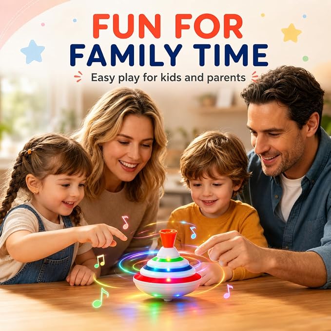 STOBOK Spinning Top Toy with LED and Music Peg-top Hand Spinner Gyro Toy Gift for Kids