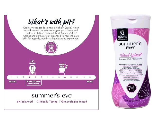 Summer's Eve Island Splash Feminine Cleansing Wash, Daily Intimate Wash, Removes Odor, pH Balanced, Gentle for Sensitive Skin, 9 Ounce (Pack of 7)
