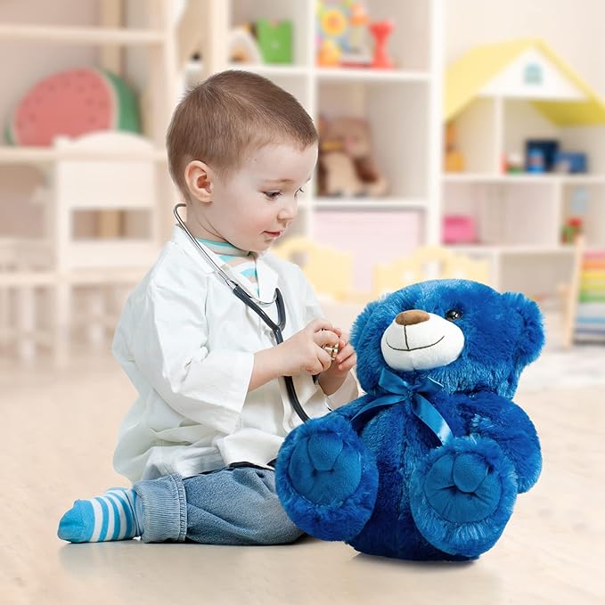 Super Color Teddy Bear Stuffed Animals Plush Toy for Children Girlfriend Family Congratulations Baby Shower Birthday Royal Blue 14 inch
