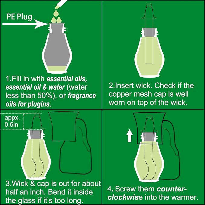2-Set Blank Plug in Air Freshener Polarized Wall Plug Oil Diffuser for DIY Characteristic Home Scent from Natural Essential Oil, EO+Water, Fragrance Refill (White)