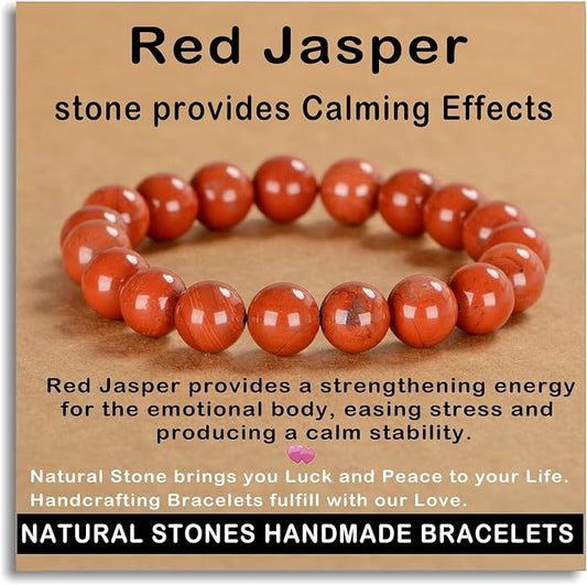 AD Beads Handmade Gemstone Stretch Elastic Bracelet Crystal Healing Reiki Nature's Beauty and Spiritual Essence Unisex