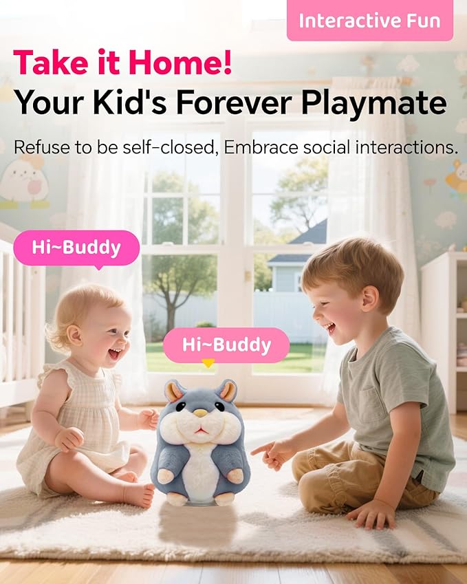 Toddler Toys Talking Hamster Repeats What You Say,Toys for 2 3 4 5 6 7 8 13 Year Old Girl Boy Birthday Gifts Ideas,Christmas Stocking Stuffers for Kids Adults Stuffed Animals Plush Toy Gray