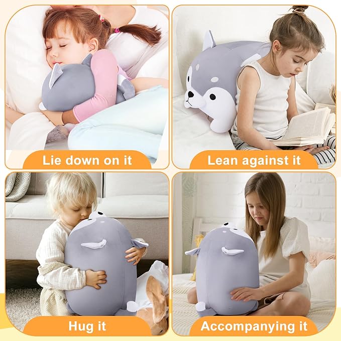 Achwishap Husky Plush,Husky Stuffed Animal-Kawaii Dog Plush Toys,13.7‘’ Cute Plushies Dog Animal Plushie Stuffed Huskie,Soft Animal Pillows for Kids Adults Boys,Plushie Birthday Gifts for Dogs Lover