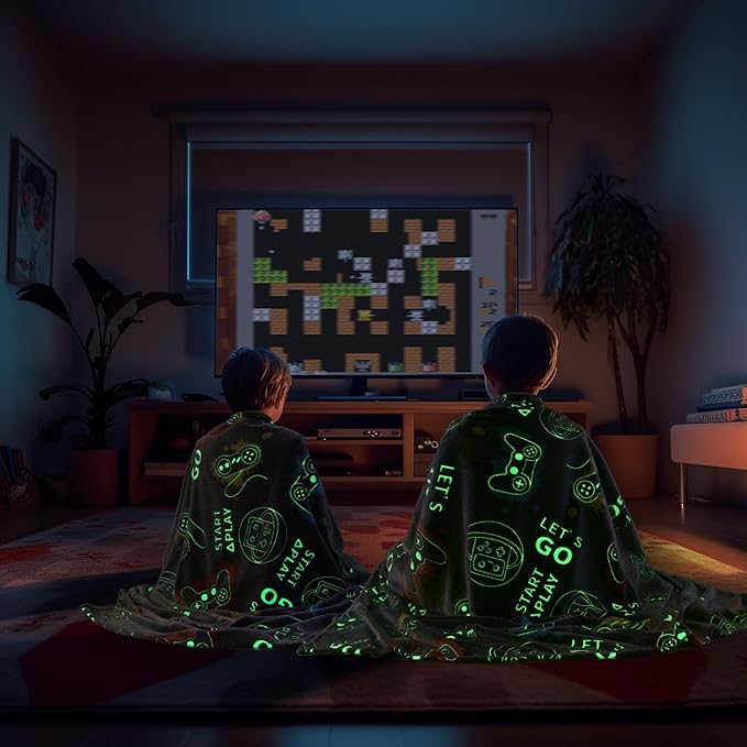 Glow in The Dark Game Controller Blanket Gifts for Boys,Soft Blanket 3 4 5 6 7 8 9 10 Year Old Kids Gifts,Toddler Boys Toys Age 6-8,Gifts for Boys for Valentine's Day Birthday Presents,50"x60"