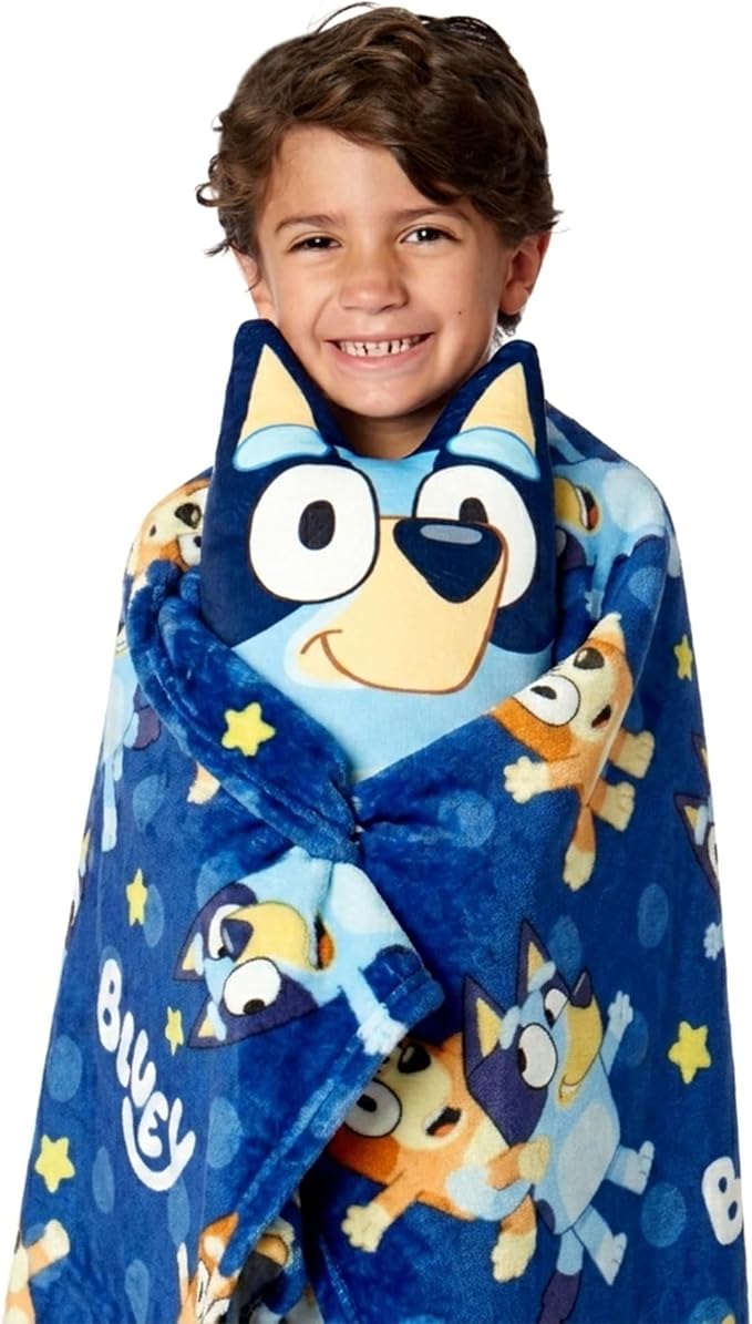 Northwest Bluey More Bluey Fun Hugger Pillow & Silk Touch Throw Blanket Set, Dog Stuffed Plush, 50x60 inch Blanket and 11 inch Plushie