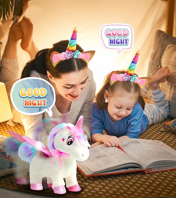 Unicorn Toys for Girls Age 4-6 Unicorn Gifts, Walking Talking Singing Interactive Toy, Remote Control Plush Unicorn Pet Care Toy, SOLIEHOO Unicorn Dress up Clothes for Toddler Girls Kids 3 4 5 6 Years
