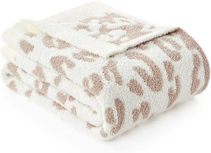 Snuggle Sac Leopard Throw Blanket for Couch Bed Sofa 50x70 inches, Reversible Beige Leopard Oversized Throw XL Ultra Soft Cozy Blankets for Women Mothers Birthday Gifts