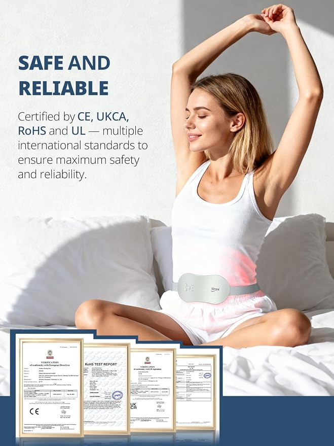Slimpal Portable Heating Pad for Period Cramps, Electric Cordless Wearable Heat Pad for Menstrual Cramps Relief, 3 Timer Auto Off Setting, Stocking Stuffers Gifts Her Women Girl, Light Grey