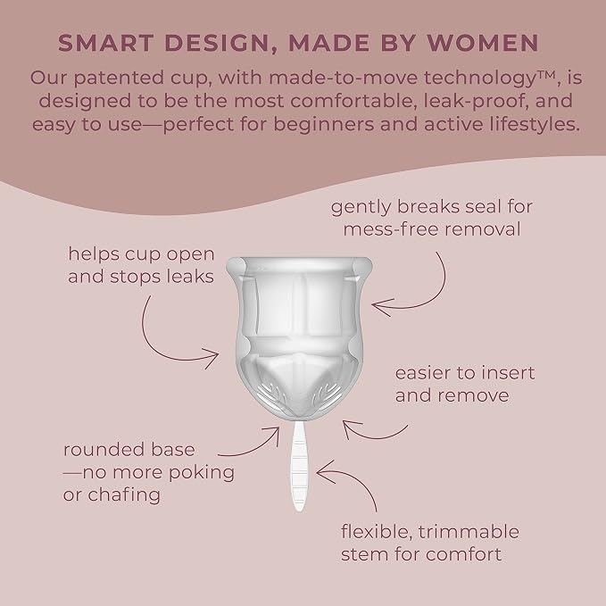 VOXAPOD Menstrual Cup Small Size with Case, Wear for 12 Hours, #1 Active Cup, Easy Removal, Most Comfortable, Leak-Proof, Best for Beginners, Reusable Period Cup Medical-Grade Silicone