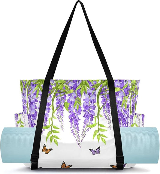 MCHIVER Yoga Bag for Women Men Large Yoga Mat Bag with Adjustable Strap Workout Bags Totes for Pilates Yoga Travel