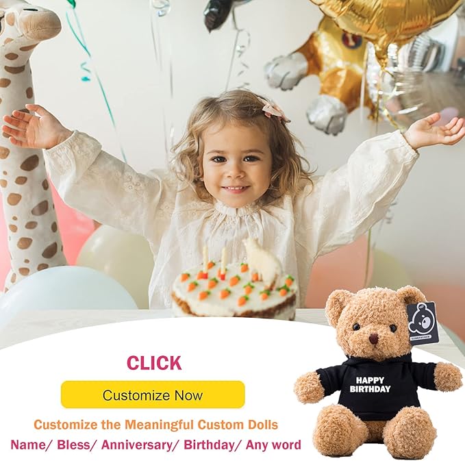 Personalized Teddy Bear with Text+Photo, Valentines Bear Stuffed Animal Plush Toys as Personalized Gifts for Women Men on Valentines' Day Birthday Anniversary Christmas Day（12 inch-Text+Photo