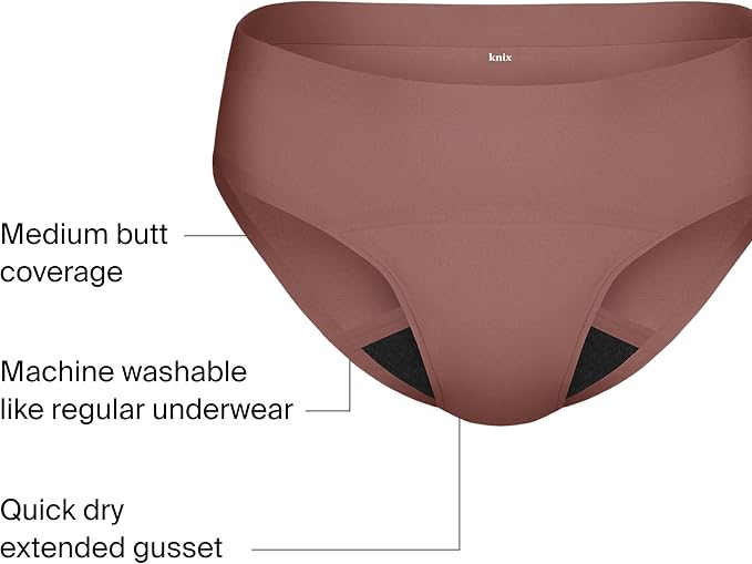 KNIX Super Leakproof No-Show Bikini Period Underwear – Heavy Flow, Reusable Absorbent Menstrual & Incontinence Panties