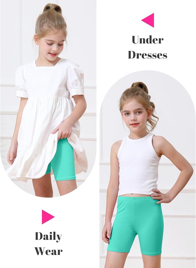 Resinta 6 Pack Girls Bike Shorts Under Dress Dance Cartwheel Shorts for Toddler Kids Summer Clothes Multicolor