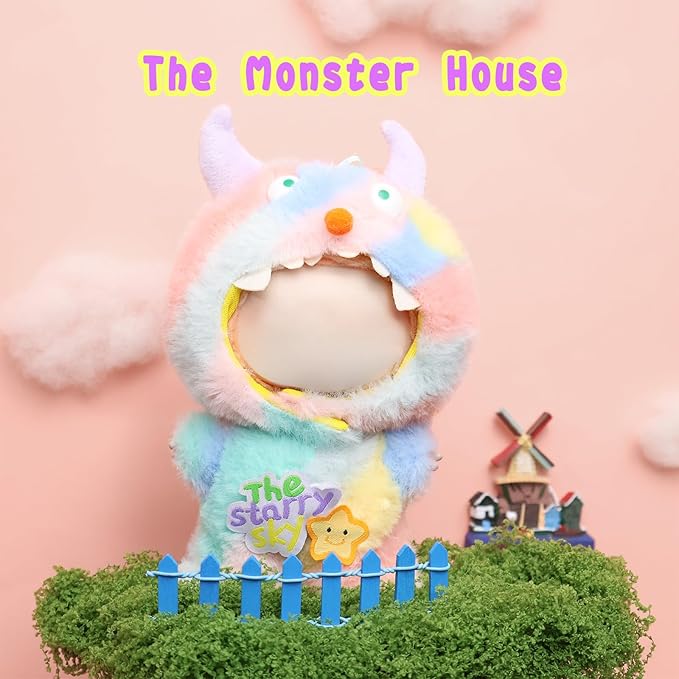 Clothes for labubu Doll 17cm Accessories Suit Cute Clothes for Doll Dress up Monster Style Outfits（Dopamine）