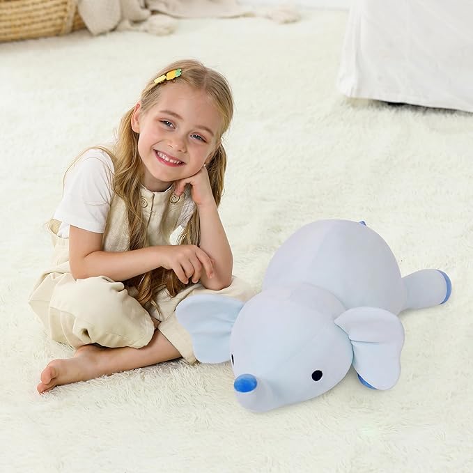 Weighted Stuffed Animals, 4.2lbs Weighted Stuffed Animal Elephant Plush 24in, Cuddle Elephant Soft Plushie Pillows Gifts for Kids and Adults