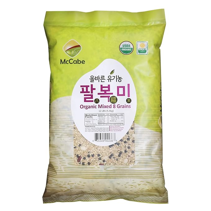 McCabe Organic 8 Mixed Grain - Organic Whole Mixed Grains Rice Mix 12Lbs | Rich with Fiber & Minerals | USDA and CCOF Certified | Product of USA | Rich with Fiber & Minerals | USDA and CCOF Certified | Product of USA
