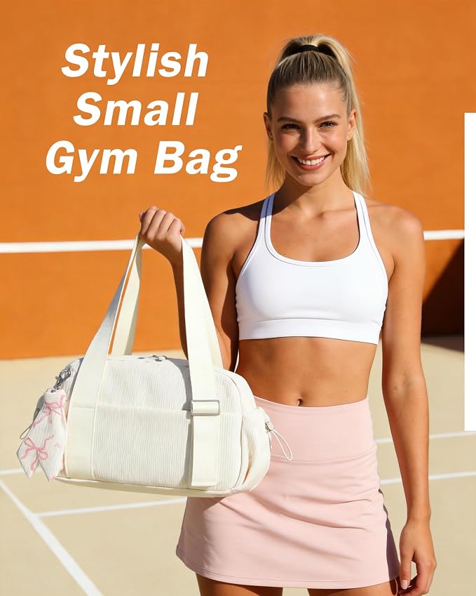 LOIDOU Aesthetic Mini Gym Bag for Women with Wet Dry Pocket, Lightweight Dance Ballet Gymnastic Small Tote Bag for Workout Yoga Clean Girl Lifestyle Overnight Weekend Trip
