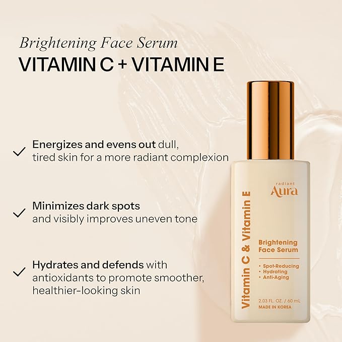 Vitamin E & C Serum For Face – Dermatologist Tested, Anti Aging, Korean Skin Care – Revives Tired Skin, Smooths Fine Lines, Lightweight Hydration – Vegan, Clean Beauty – Pack of 2