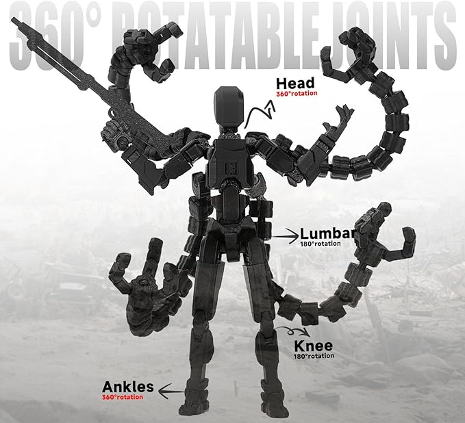 2PCS (Assembly Completed) T13 Action Figure Set, 3D Printed Action Figure,3D Printed Toys Stick Figure,Collectors Decorations for Game Lovers Toys (Black Blue2)