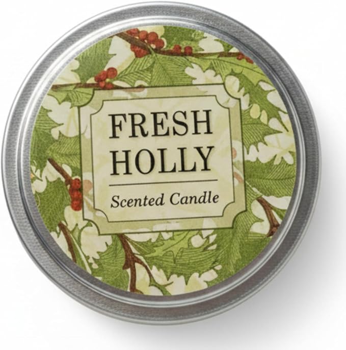Greenwich Bay Hand-Poured Scented Candle in Decorative Tin – 4 oz/114 g Travel Candle with Lead-Free Wick, Vegetable Wax, Long-Burning Aromatherapy Gift, Single Wick – Made in USA (Holly)