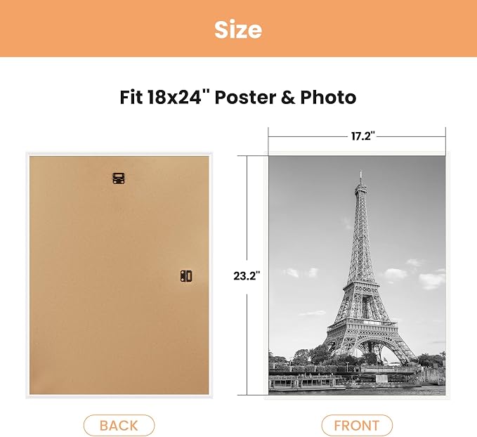 upsimples 18x24 Poster Frame, Easy Slide-In Assembly, White, 3 Pack | Gallery Wall 18 x 24 Picture Frames Set for Family, Wedding, Christmas, Easy to Change Photos