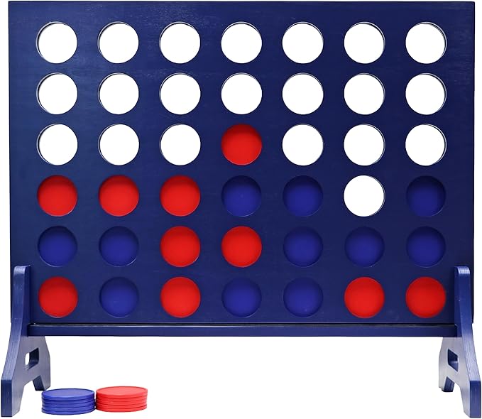 Tailgating Pros Premium Navy Giant Four in a Row with Carrying Case - Jumbo Oversized Outdoor Yard Game - Connect Multiple Pucks in a Row to Win - Many Puck Colors Available!