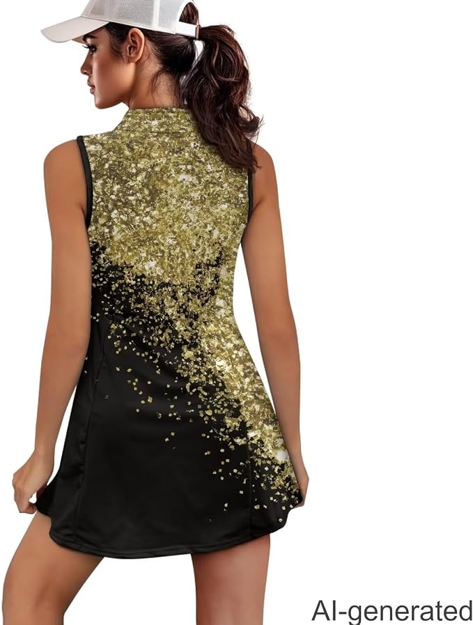 Golf Dress Tennis Dresses for Women with Built in Shorts and Pockets Sleeveless Athletic Dress Workout Dress