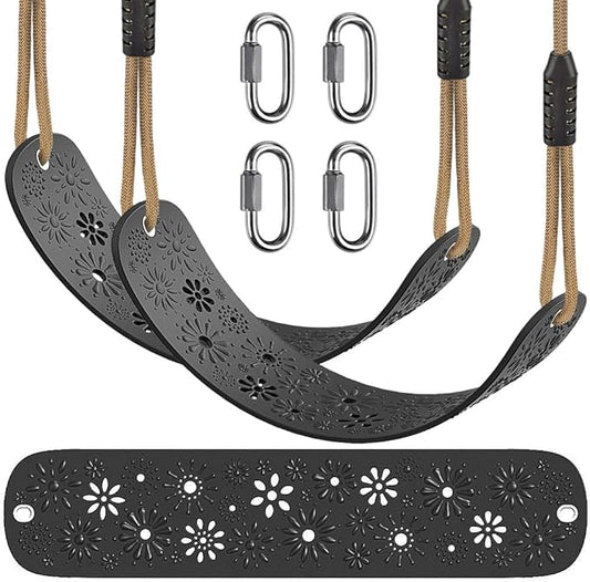 SELEWARE Swing Set Accessories Kids Swing Seat with Adjustable Rope Backyard Swingset Replacement for Both Indoor and Outdoor use Stylish Design Support 500 lbs, 2 Pack, Black