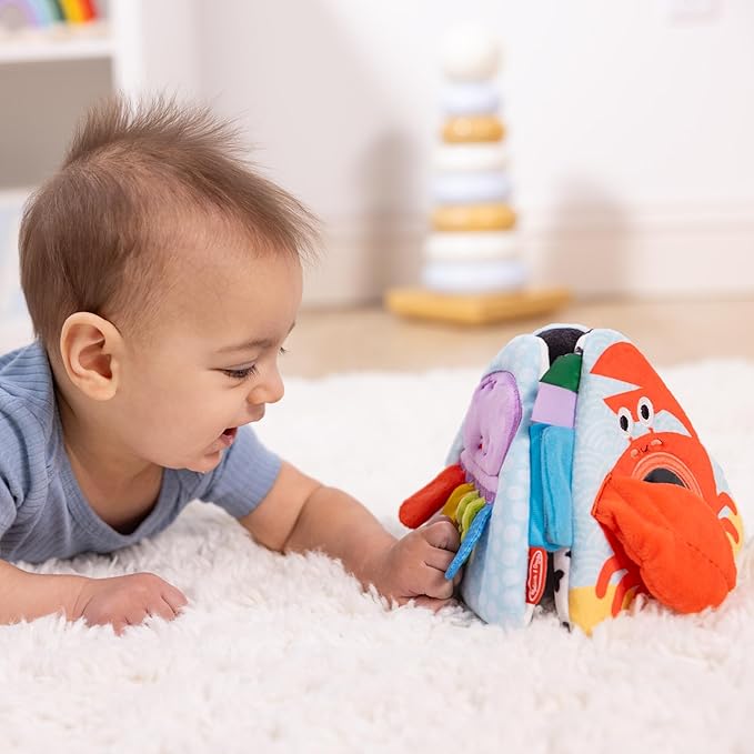 Melissa & Doug Ocean Tummy Time Triangle Infant Baby Toy, Soft Sensory Toy with Textures, Mirror, for Newborns to Ages 6 Months