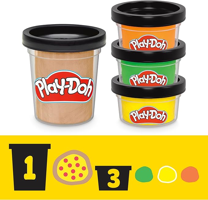 Play-Doh Teenage Mutant Ninja Turtles Slice & Blast Pizza Playset, Bendy 4 Inch Mikey Action Figure, Kids Arts & Crafts, TMNT Toys for Boys & Girls 4+