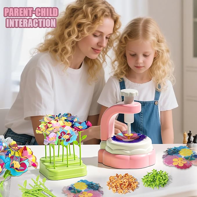 DIY Fabric Flower Bouquet Toy Kit for Kids – Build Your Own Flowers Craft Set with Tool & Gift Box – Educational Activity Preschool Toddler Girls Ages 4-8 – Birthday, Easter, Mother's Day Gift