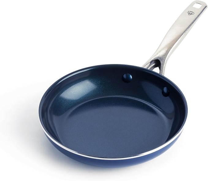 Blue Diamond 8" Diamond Infused Ceramic Nonstick Frying Pan Skillet, Blue | PFAS-Free Ceramic Nonstick, Dishwasher & Oven Safe, Stay Cool Handle, Durable Metal Utensil Safe, Egg & Omelet Pan