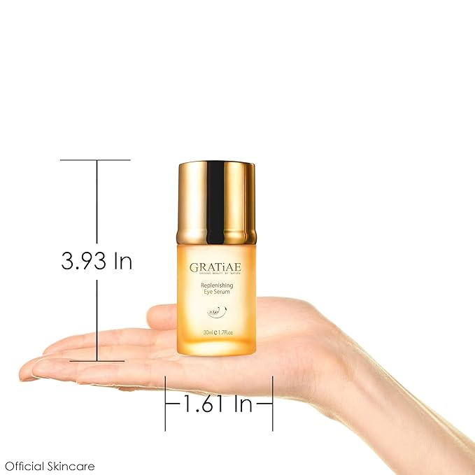 Gratiae Organic Replenishing Eye Serum – Cosmetic Eye Care with Vitamin E, 1.02 fl oz