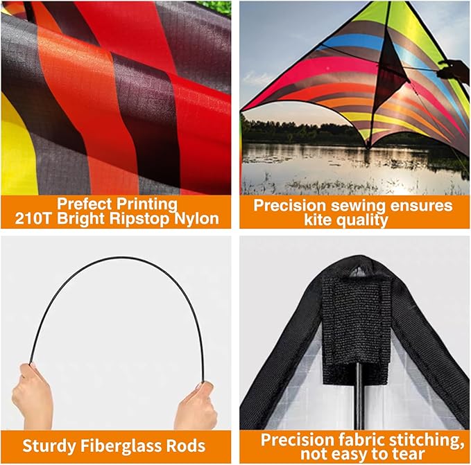 Kites for Kids and Adults, Easy to Fly for Beach, Single Line Kite Set for Beginners