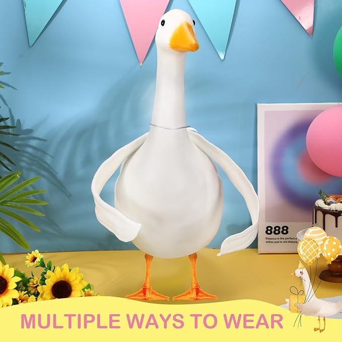 Abbylike 2 Pcs Poseable Goose Wings for 23”- 28" Porch Lawn Goose Outfit Accessories Poseable White Wings for Outdoor Patio Yard Lawn Art Decoration