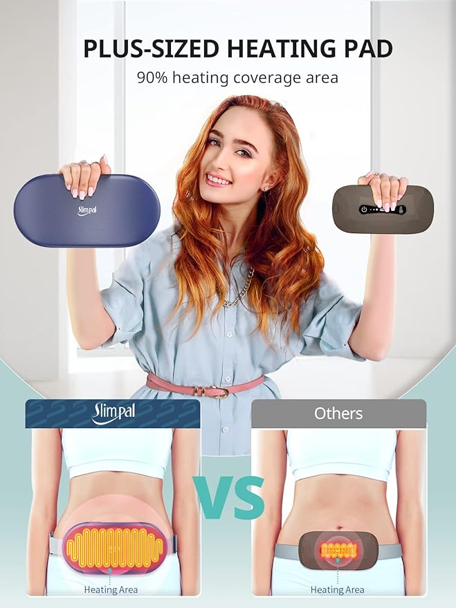 Slimpal Heating Pad for Period Cramps, Plus-Sized Portable Electric Heating Pad, Menstrual Cordless Heat Belt Back, Belly, Waist Pain Relief, Christmas Stocking Gift for Her Girl Women, Light Pink