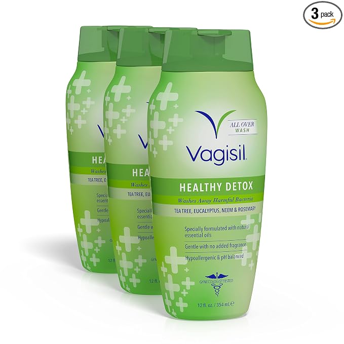 Vagisil Feminine Wash for Intimate Area Hygiene, Healthy Detox, All Over Body Wash for Women, Gynecologist Tested, Hypoallergenic and pH Balanced, 12 Fl Oz (Pack of 3)