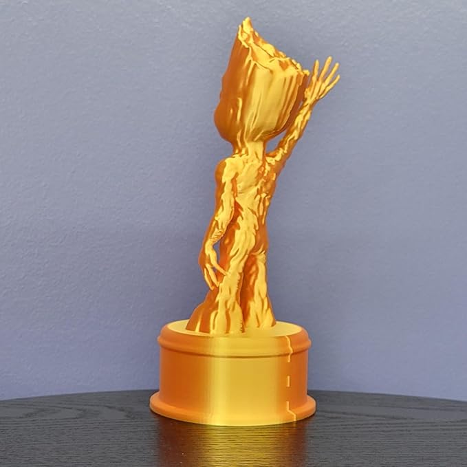 Znet3D Baby Groot 'I AM Groot' Trophy, 7.5 Inch, Multi-Color, Collectible Statue, Perfect Award or Gift (Silk Gold)