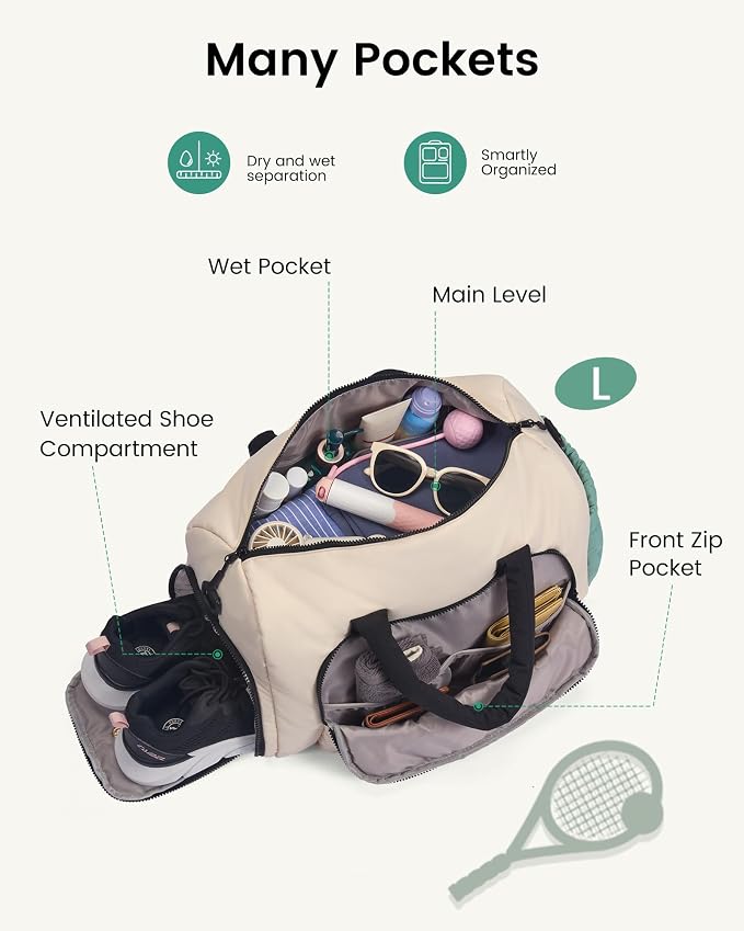LOVEVOOK Gym Bag for Women with Shoe Compartment,Workout Bag with Large Tumbler Holder Pocket,Carry on Bag for Workout Dance Pilates Ballet Swimming Travel，Pink