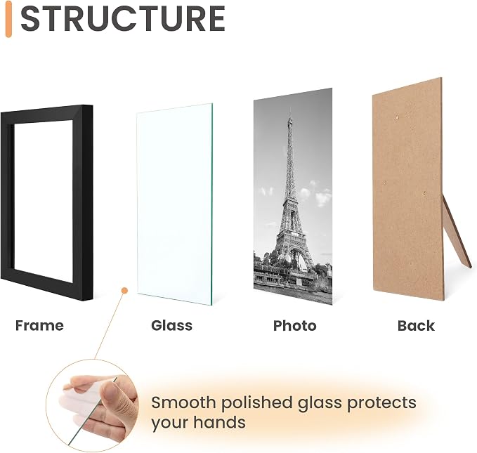 upsimples Certificate Frame, 8.5 by 11 Glass Diploma Frames, 5 Pack, Black | Displays 8.5x11 Document and Degree, Graduation Gift for Wall or Tabletop Decor, High-definition Glass
